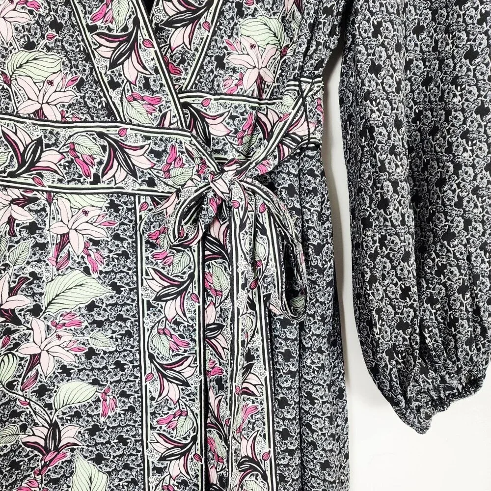 Max Studio London XS Floral Wrap Maxi Dress With Puff Sleeves - Picture 10 of 13